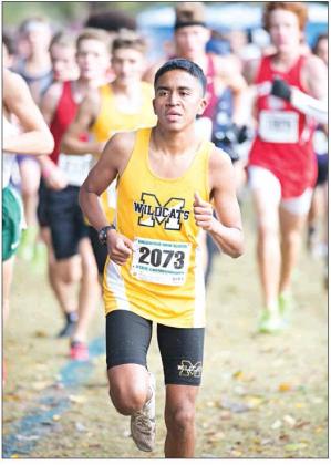 Top right: Madill sophomore Anthony Sanchez (2073) runs in the 2019 4A OSSAA State Championship Cross Country Meet on Oct. 26.