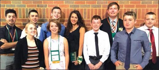 Courtesy Photo Marshall County 4-H was represented at the Oklahoma 4-H Round Up by (back row) Cristian Morales, Jared Davis, Hayden Harper, Kristen Chapa, Cole Stepp, Colton Hunt, (front row) Samantha Hunt, Katherine Taylor, Eli West, and Chance Whitman.