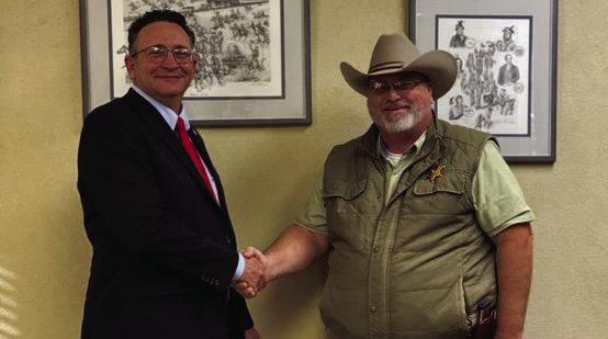 Incumbent Sheriff Donald Yow (pictured left with Representative Joshua Cantrell) beat KenGraceinthePrimary Election with 1121 votes. He will face Danny Cryer in November. Incumbent Nick Hartin (pictured right) beat Justin Jones and Gary Johnson with 395 votes. J. Brian Bingman won the Corporation Commissioner race. Courtesy photos