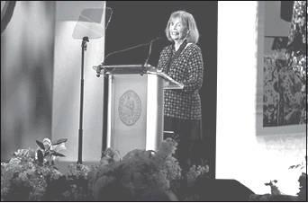 Courtesy Photo Brenda Kingery speaks at the 2019 Chickasaw Hall of Fame Banquet.