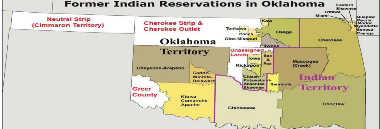 Ths map shows the "Former Indian Reservations in Oklahoma" as originally defi ned In 1998 by the IRS issued Notice 98-45 Courtesy photo