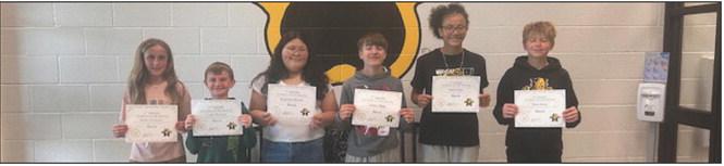 The MHS April Students of the Month were Hadley Schneider and Logan Williams, 6th grade; Esmeralda Morales and Andrew Miller, 7th grade; Alyvia Coles and Dusty James, 8th grade. Courtesy photo