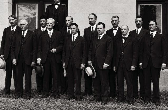 The jurors in the Clara Smith trial. Tom Roberts, D.E. Allen, Gabe Newman, O.D. Thomas, B.F.C. Loughridge, Tom Deen, M. Haney, R.R. Calloway, Tom Wilkes, W.A. Jolley, D.D. Sellers, D. Davis and Sheriff Buck Garrett. Courtesy photo