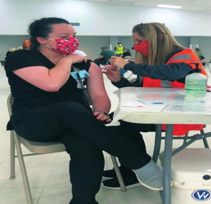 Approximately 36 ECU Nursing students are assisting the Pontotoc County Health Department with COVID-19 vaccinations. Courtesy photo