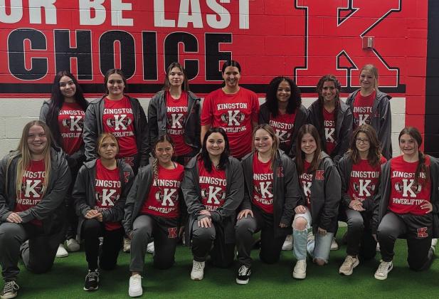 Kingston High School Powerlifting attended the Plainview Invitational on January 20.The girls’team placed 1st.The girls’ results are as follows: Jouie Mize, 2nd in 108; Elley Holder, 2nd in 121; Ava Russell, 4th in 121; Brookelyn Mandrigues, 4th in the 165; AJ Stepp, 1st in 220 and Kristyn Barges, 3rd in the 220. For the boys team, Cooper England, 2nd in 123; Dalton Beshirs, 4th in 132; Josh Taylor, 4th in 181; Jace Thomas, 4th in 242 and Adrian Sloan, 5th in heavyweight. Courtesy photo