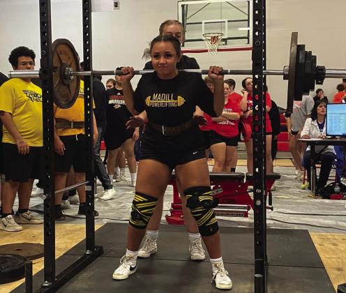 Madill High School also attended the Powerlifting Meet at The Plainview Invitational on January 20. Skylin Gray (above) placed 1st in the 165; Anthon Rios, 2nd in heavyweight; Osvaldo Ariciaga, 3rd in 157; Chris Ramírez, 4th in 157 and Diego Navarrette, 4th in 198. Summer Bryant