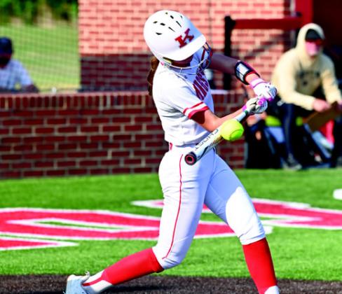 Ava Bain connects with the ball to win the game against the Adair Lady Warriors. KHS Yearbook