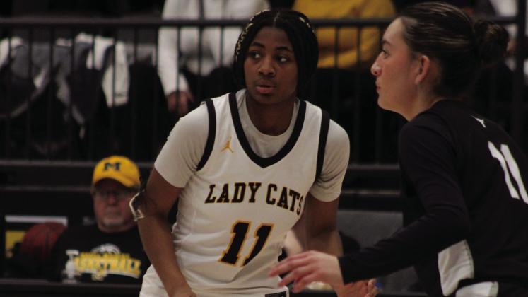 Eryanna Rollerson-Holmes goes against a Lady Longhorns during the January 26 game. Photo courtesy of Summer Bryant