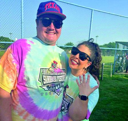 ChaceCampbellmadetheMackStaffordMemorialSoftballTournamentespeciallymemorable for Olivia Stafford when he proposed to her at home plate. Courtesy photo
