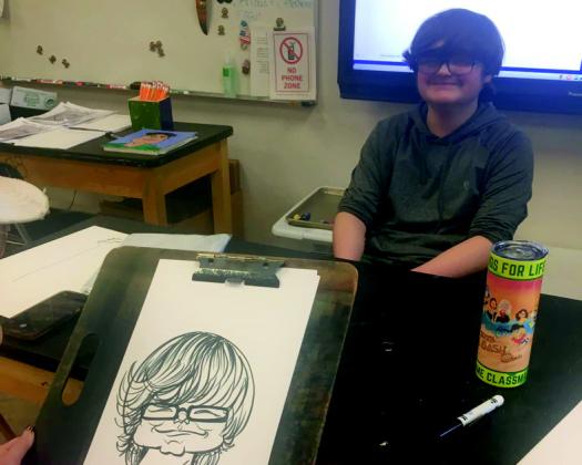 Courtesy photos Teresa Farrington, AKA 'The Okie Artist', artist visited a Kingston High School art class to hold a Caricature 101 class. She made some of the students.