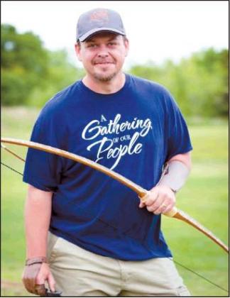 Courtesy photo Eric Smith, Chickasaw craftsman and ancient weapons expert, has years of experience creating clothing, weapons, footwear, gorgets, quivers, bows, arrows and buckskin lavishly adorned with feathers and accoutrements.