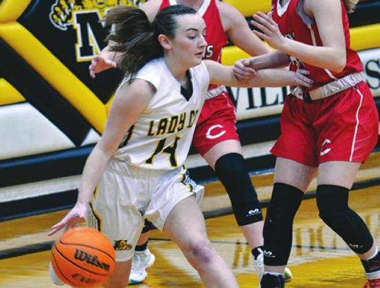Aubrie Cantrell moves down the court during the Madill v Comanche game on January 26. They lost the game by four points, 32-36. Summer Bryant • The Madill Record