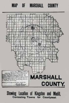 Amap of Marshall County that was printed in May 15, 1908 issue of the Kingston Messenger . Courtesy photo