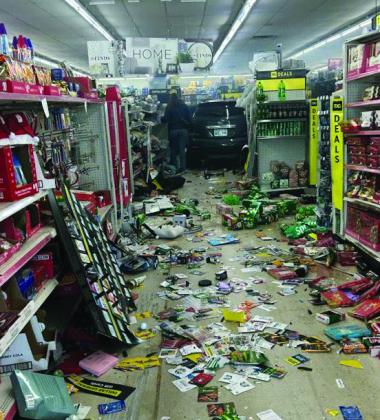Courtesy photos The Kingston Dollar General sustained significant damage after a vehicle crashed through the front on December 11.