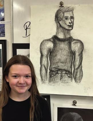 Ashlin Morales, left, took 1st place in Figure Drawing II at the Scholastic Competition at Southeastern Oklahoma State University and Jasmine Newton, right, took 2nd place in Figure Drawing 1. Courtesy photos