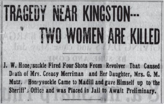 The April 1915 issue of the Marshall County Democrat announced the news of the double homocide. Courtesy photo