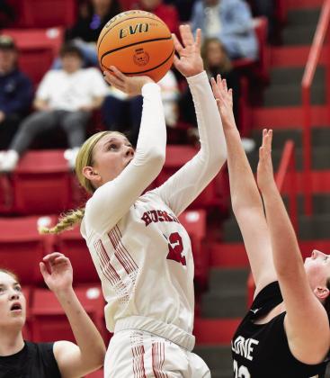 Emily Bellitinni shoots while Lone Grove fights to block the shot. Crockett Uber