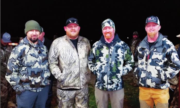 Courtesy photo Dustin Watkins, Matthew Tyner, Ryan Landgraf and Ben Hopkins won the 8th annual Coyote hunt with three bobcats and three coyotes.