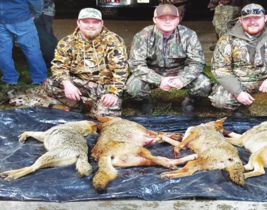 Courtesy photo Dillon Runyan, Jake McHatton and Broc McGuire took 2nd place at the Coyote Hunt with four coyotes.