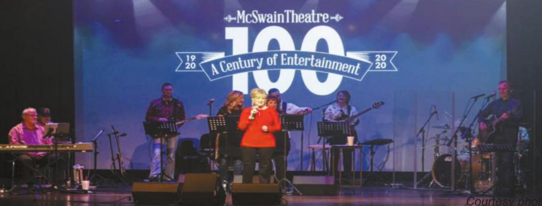 Jae L. Stilwell and the Crossover Band entertain the McSwain Theatre audience prior to the COVID-19 pandemic at a show in January celebrating a century of family entertainment for the historic Main Street theater in Ada, Oklahoma. The McSwain Theatre’s “Classic Country Showcase” will be available at McSwainTheatre.com and Facebook.com/McSwain Theatre at 7 p.m., Nov. 21.
