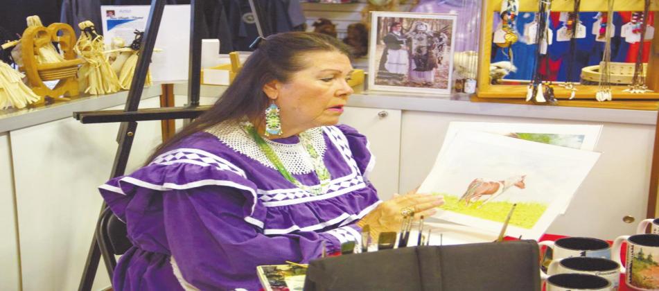 Choctaw Nation tribal member and 2020 Oklahoma Indian Elder Honoree Carol Ayers shares her artwork. Courtesy photo
