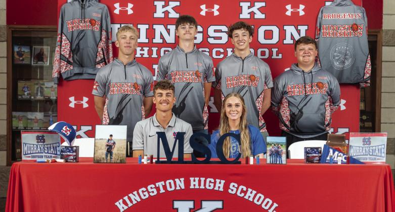Cole Bridgeman, left on front row, signed with Murray State College to be part of the shooting team. Bridgeman was part of the state qualifying team for Clay Shooting in 2024. Photo courtesy of Kingston Public Schools