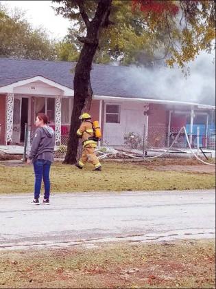 Charles White • The Madill Record The Madill Fire and Police Departments responded to a house fire at 701 East Drew on October 30. No one was home at the time of the fire.