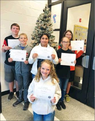 Courtesy Photo Congratulations to the Madill Middle School November students of the month. They were sixth graders Nayeli Ibarra and Ryder Douglas, seventh graders Evelyn Munoz-Perez and Ethan Marston and eigth graders Evan Watts and James Daniel.