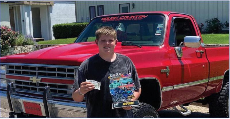 Alex Stuckey, a 13-year-old from Sadler, Texas, took 2nd place in his division at the National Sand Bass Festival Car Show. He entered his 1985 Chevy pickup. Photo courtesy of Dwaine and Lou Ann Scott