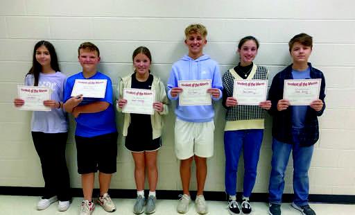Kingston Middle School November Students of the Month from left to right are Leila Burke, Camden S, Hannah Uhlenhake, Cope Greebon, Avery Ludrick and Ethan Mowles. Courtesy photo