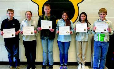 The Madill Middle School November students of the month are Rankin Page and Sophia Bryant, 6th grade; Vincent Acquaviva and Jessendy Cecenas, 7th grade; and Trace Pruitt and Andrea Garcia, 8th grade. Courtesy photo