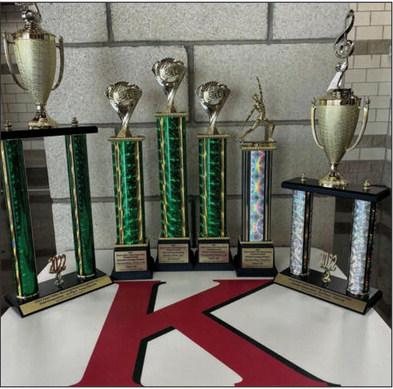 The Pride of Texoma Kington Band participated in the Pauls Valley Marching Band Championship on September 25. They brought home several awards after competing against 26 bands. In the Parade Competition, they took Outstanding Drumline Class 3A, Outstanding Drumline Overall Class 2A-5A, and 3rd Place Class 3A. In the Field Competition, the band received Outstanding Drumline Class 3A, Outstanding Auxiliary (Color Guard) Class 3A and 1st Place Large Class 3A. Courtesy photo