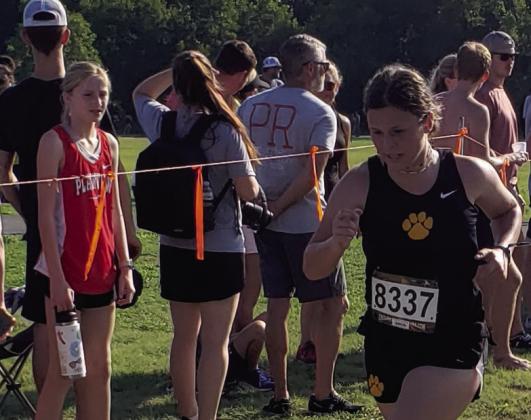 Kaia Henry running in the first cross country meet of the season. It was held in Marietta on August 26. Courtesy photo