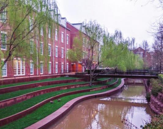 A creek runs through Chesapeake Energy’s Oklahoma City campus in March 2020.Andrea DenHoed • NonDoc.com