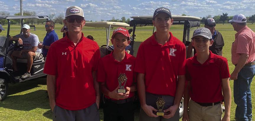 The Kingston Middle School boys’ golf team participated in the Pauls Valley tournament on April 10. Wyatt Reid took 4th place and Ben Reid took 6th. Courtesy photo