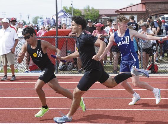 Jaxon Diaz and Jose Menchaca, along with Aroddy Camacho and Ryder Douglas, took 12th place in the 3200m relay. Photo courtesy of Brian Blansett