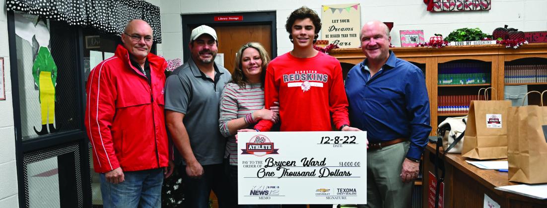 Kingston senior Brycen Ward was awarded $1,000 for being named the Texoma A+ Athlete. Courtesy photo