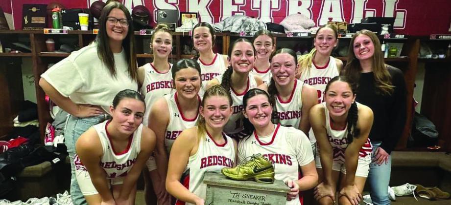 TheLadyRedskinstookhome the Golden Shoe by beating the Lady Wildcats 46-41 on January 12. Courtesy photo