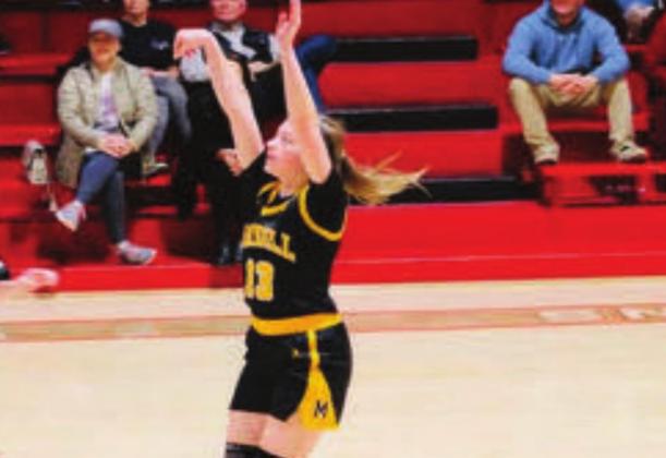 Braylee Schnieder lets the ball sail through the air during the Madill v Tishomingo game. Bre Eppler