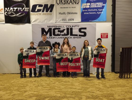 The Herdsman winners were Rylan Arnold, swine; Haylin and Hatlie Hartin, beef; Madison Zaber, goat; Easton Pruitt, poultry; Cooper, Rhody and Hewitt Combs, sheep.