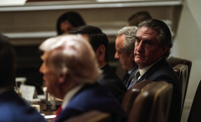 Interior Secretary Doug Burgum is shown at an April 10, 2025, cabinet meeting at the White House. Molly Roberts • The White House