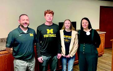 Madill High School March Students of the Month are Jastiny Hale and Stephen Sisco. They are pictured with MHS principal Mr. Ward and Rotary Vice President Summer Bryant. Courtesy Photo