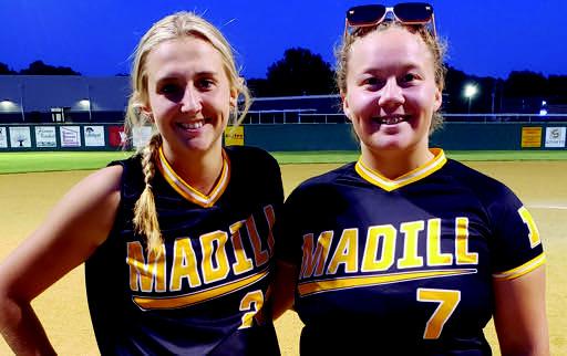 Seniors Peyton Arnold and Maryn Mancini were recognized during the three-way game night on September 29. The Madill Lady Wildcats ended their season with 10 total victories. Courtesy photo