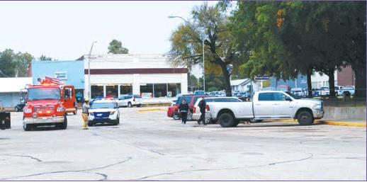 Shalene White • The Madill Record The Madill Fire and Police Departments responded to a call on October 29 about a dually truck leaking diesel. The first responders found that it seemed a pool of the fluid leaked out onto the roadway in the square.