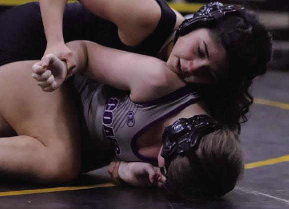 Samantha Ortiz pins her opponent. Summer Bryant