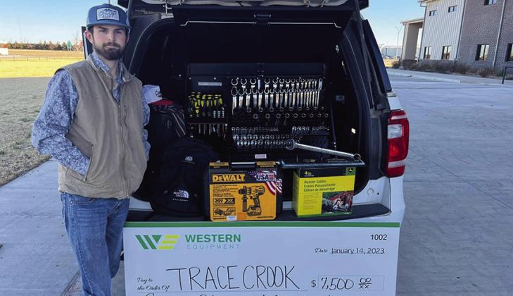 Trace Crook placed 5th fifth in the electrical diagnostic practicums, as well as fifth overall out of over one hundred eighty-five students from Oklahoma and Texas. For his efforts, he won $7,500 in scholarship to the John Deere Mechanics Institute and over $1,500 in tools and gear. Courtesy photo