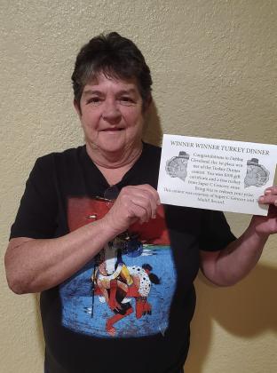 Debbie Cleveland was the 1st place winner of The Madill Record's turkey counting contest. Vickie Gamble and Karen Cummings won 2nd and 3rd, respectively. Courtesy photo