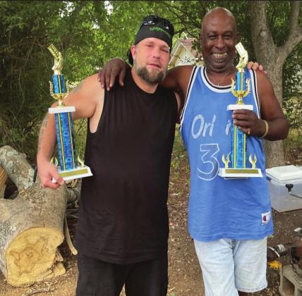 King of Tha Hill Team Domino Tournament first place winners Korey Smith and Boo Boo, both from Madill, Okla. Courtesy photo