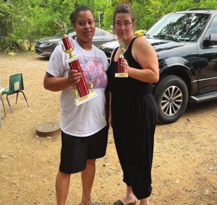 First ever Queen of the Hill Head to Head Domino Tournament winners. First place, Quasha Buycks of Ardmore, Okla.; second place Melody Gaddis of Tishomingo, Okla. Courtesy photo
