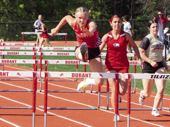 Kate Ratzlaff won the 100 meter hurdles and 300 meter hurdles events. Matt Swearengin
